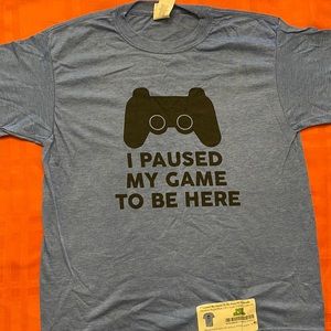 I Paused My Game to be Here Youth Heather Royal Blue Shirt Size Medium